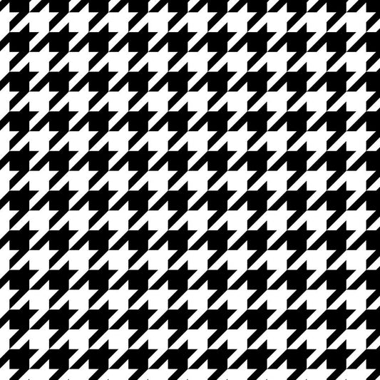 Black and White Houndstooth Satin - CV Linens