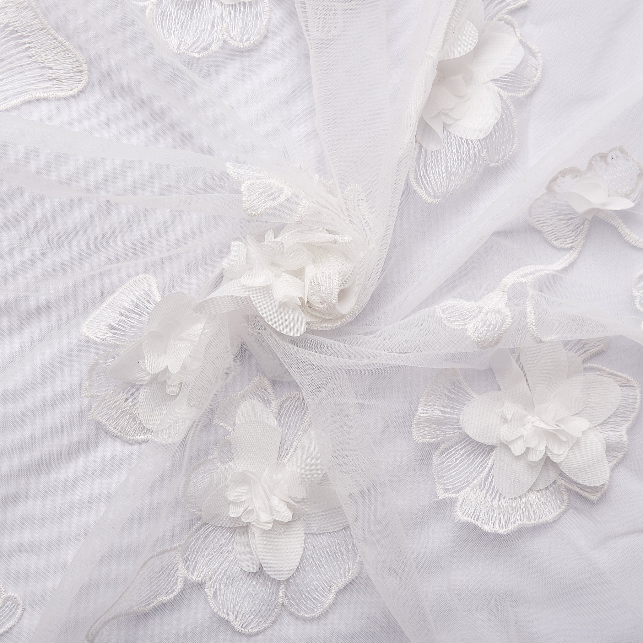 White 3D Gardenia Embroidery Sheer Fabric Size: 5 Yards | Organza | Wedding | Event | Wholesale by CV Linens White 3D Gardenia Embroidery Sheer Fabric Size: 5 Yards | Organza | Wedding | Event | Wholesale by CV Linens