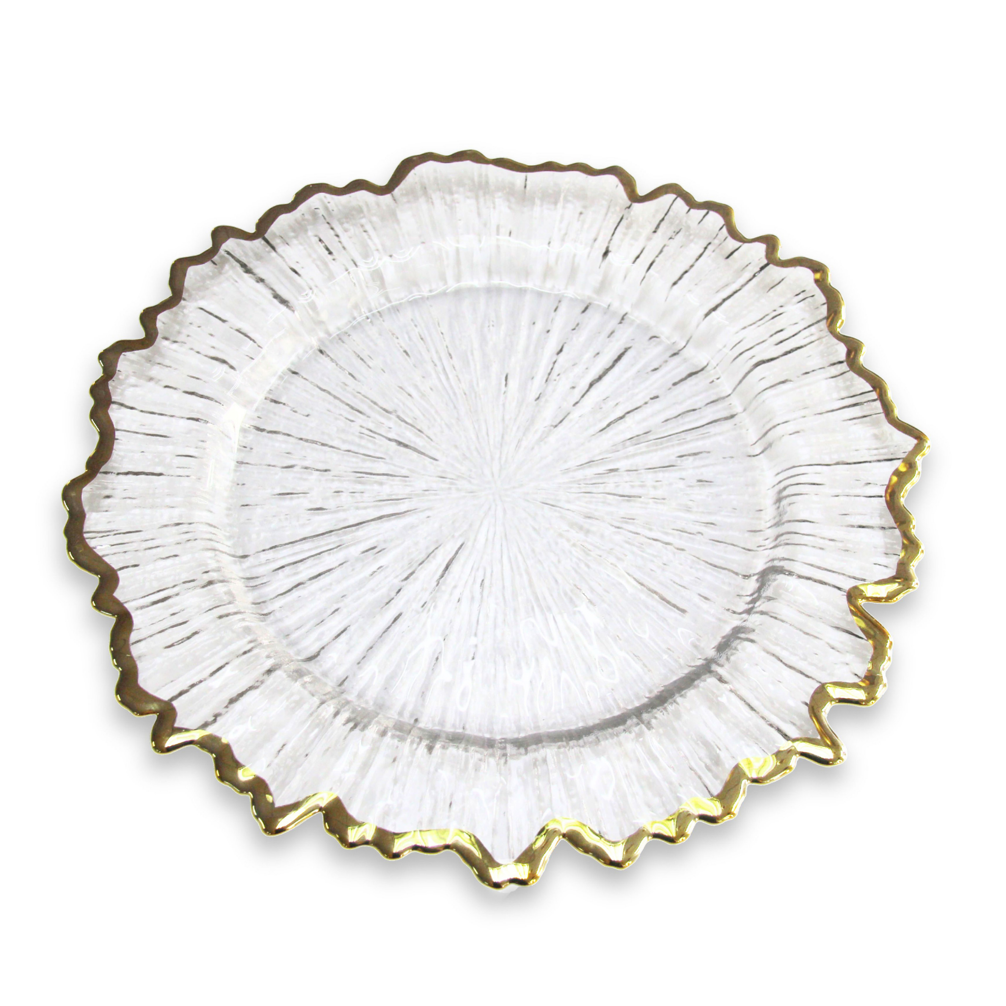 Glass Reef Charger Plate Gold Trim CV Linens™