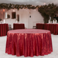 Glitz Sequins 132" Round Tablecloth - Red