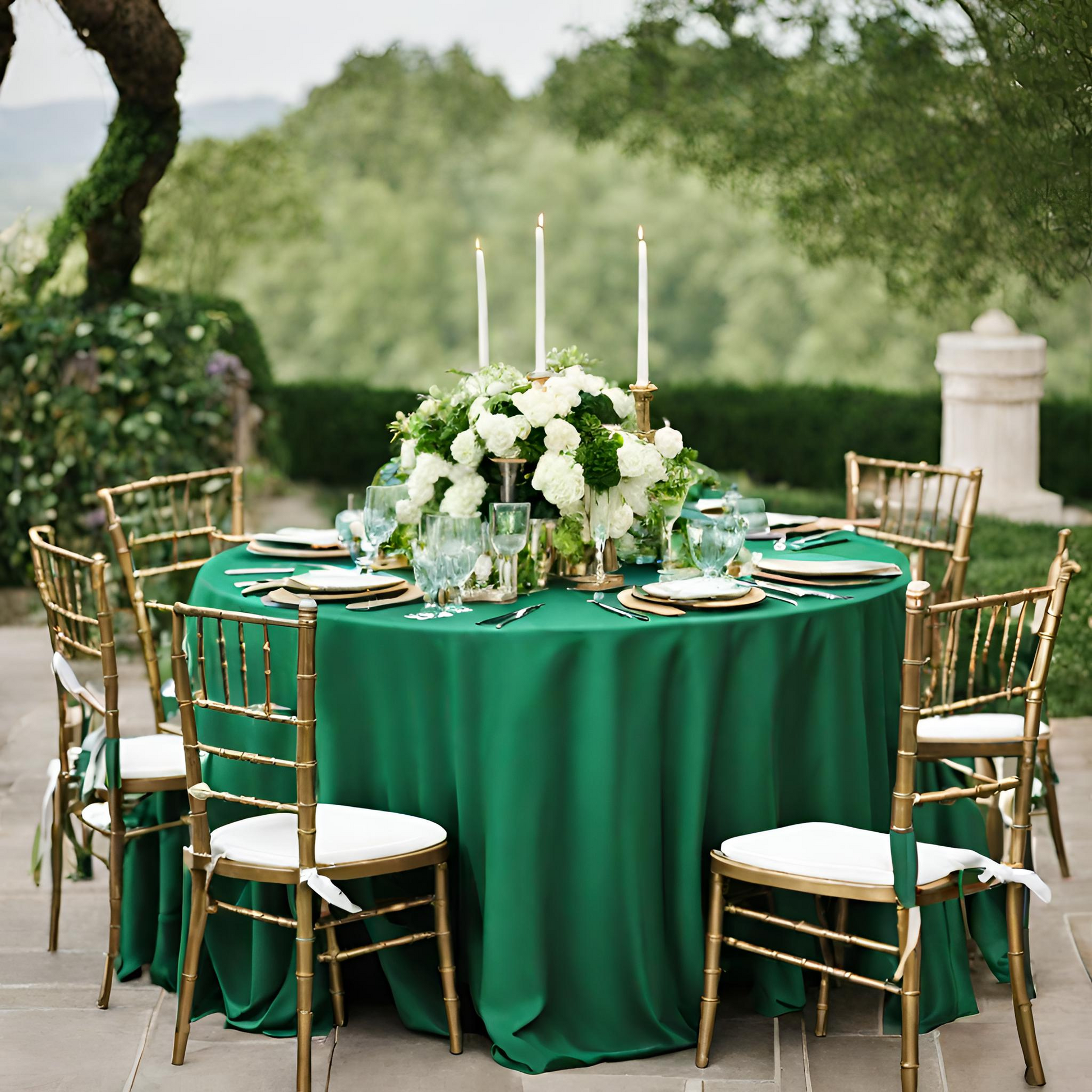 Polyester 120" Round Tablecloth - Emerald Green
