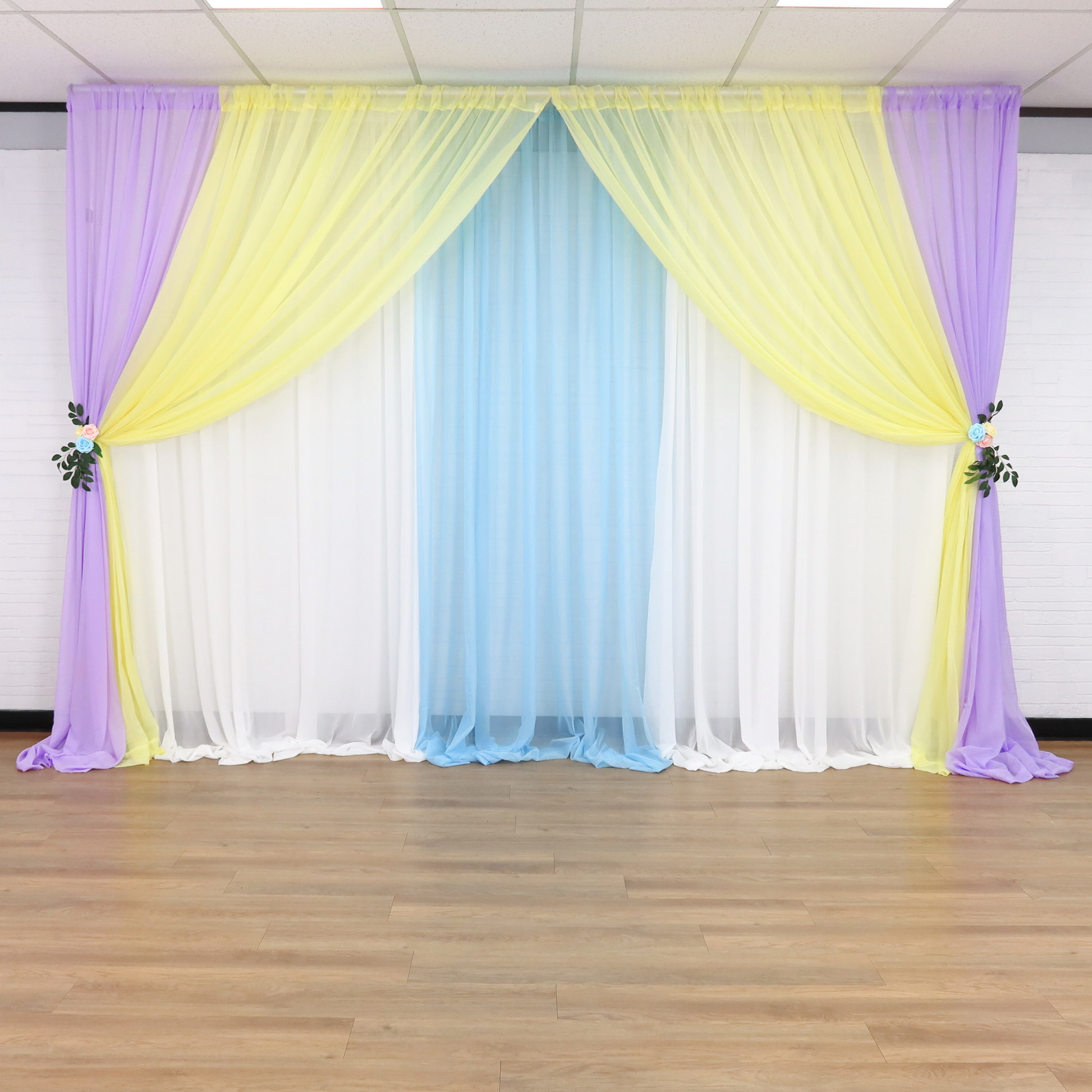 Sheer Voile Flame Retardant (FR) 10ft H x 118" W Drape/Backdrop Curtain Panel - Baby Blue