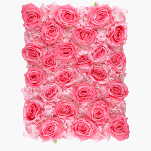 Silk Roses/Hydrangeas Flower Wall Backdrop Panel - Fuchsia