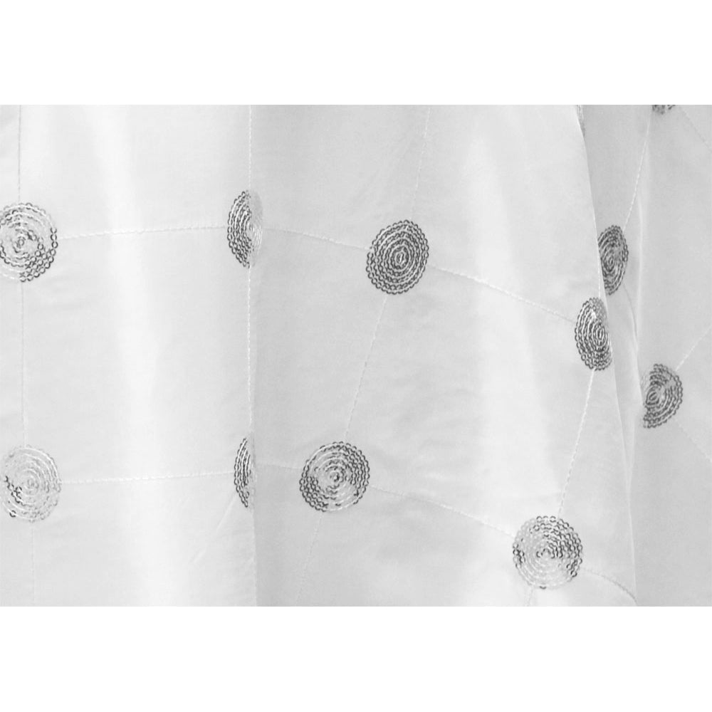 Sequin 90"x132" Embroidery Taffeta Tablecloth - White - CV Linens