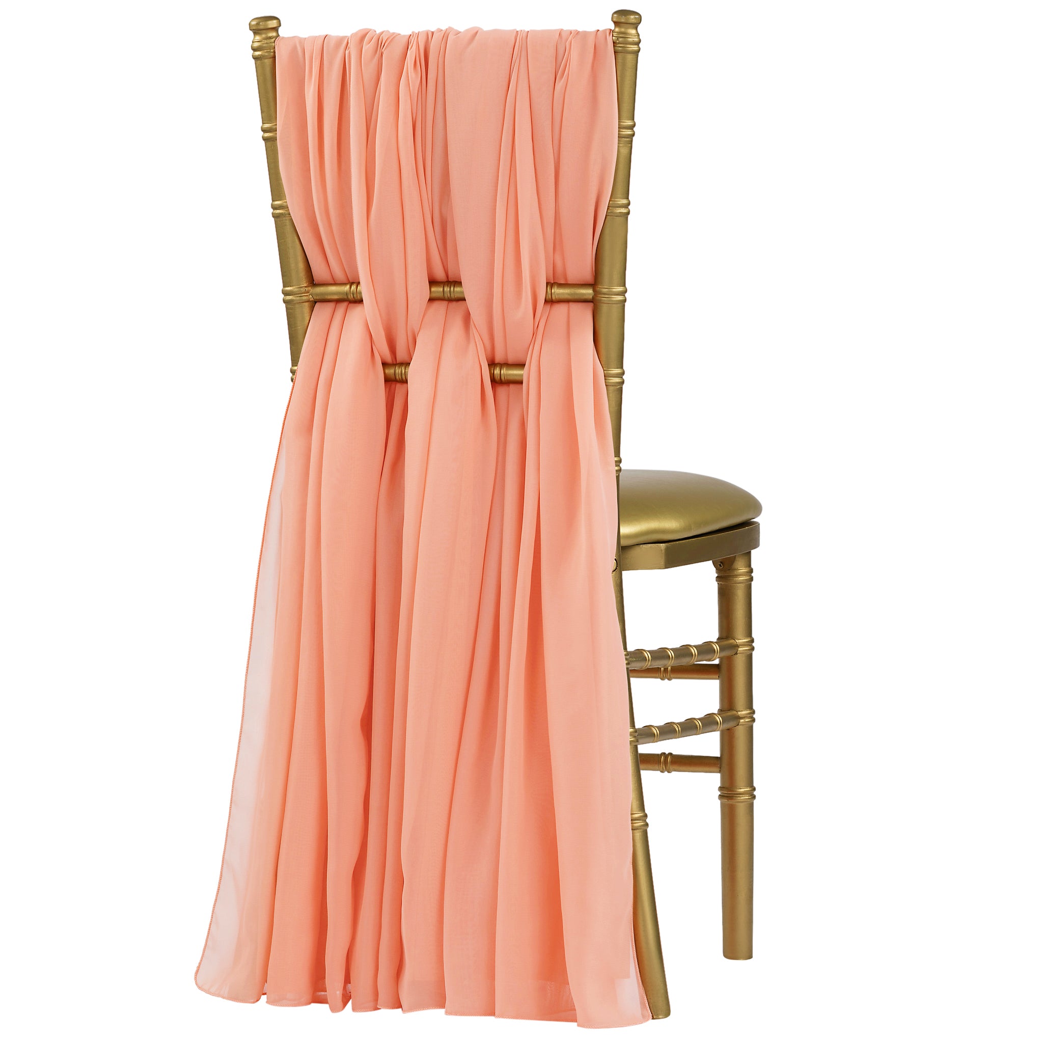 Coral 5pcs Pack of Chiffon Chair Sashes/Ties Size: 19 X 72 in | Wedding | Event
