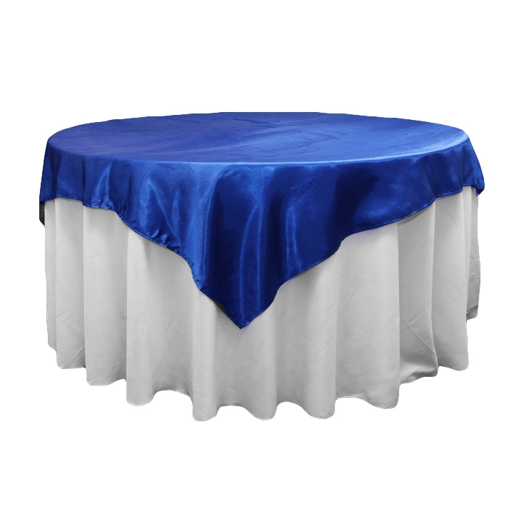 Square 72" Satin Table Overlay - Royal Blue - CV Linens