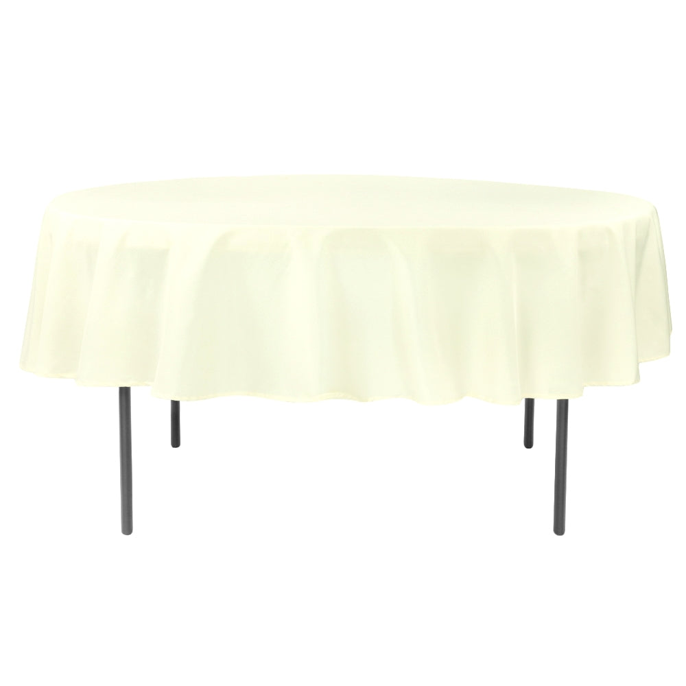 Polyester 90" Round Tablecloth - Ivory - CV Linens