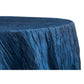 Accordion Crinkle Taffeta 132" Round Tablecloth - Navy Blue - CV Linens