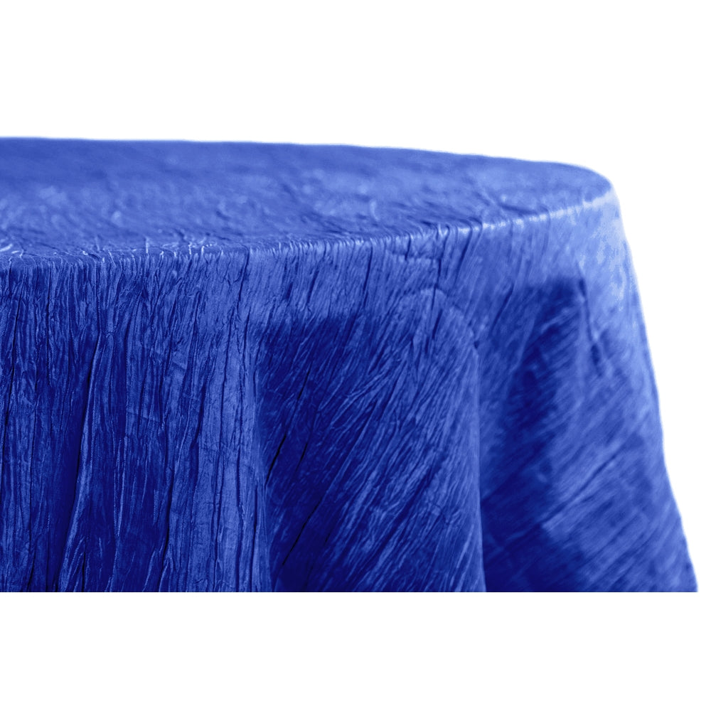 Accordion Crinkle Taffeta 132" Round Tablecloth - Royal Blue - CV Linens