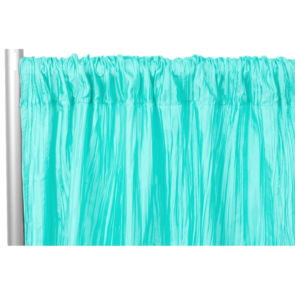 Accordion Crinkle Taffeta 10ft H x 54" W Drape/Backdrop Panel - Turquoise - CV Linens