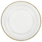 Beaded Glass Charger Plate - Gold trim - CV Linens
