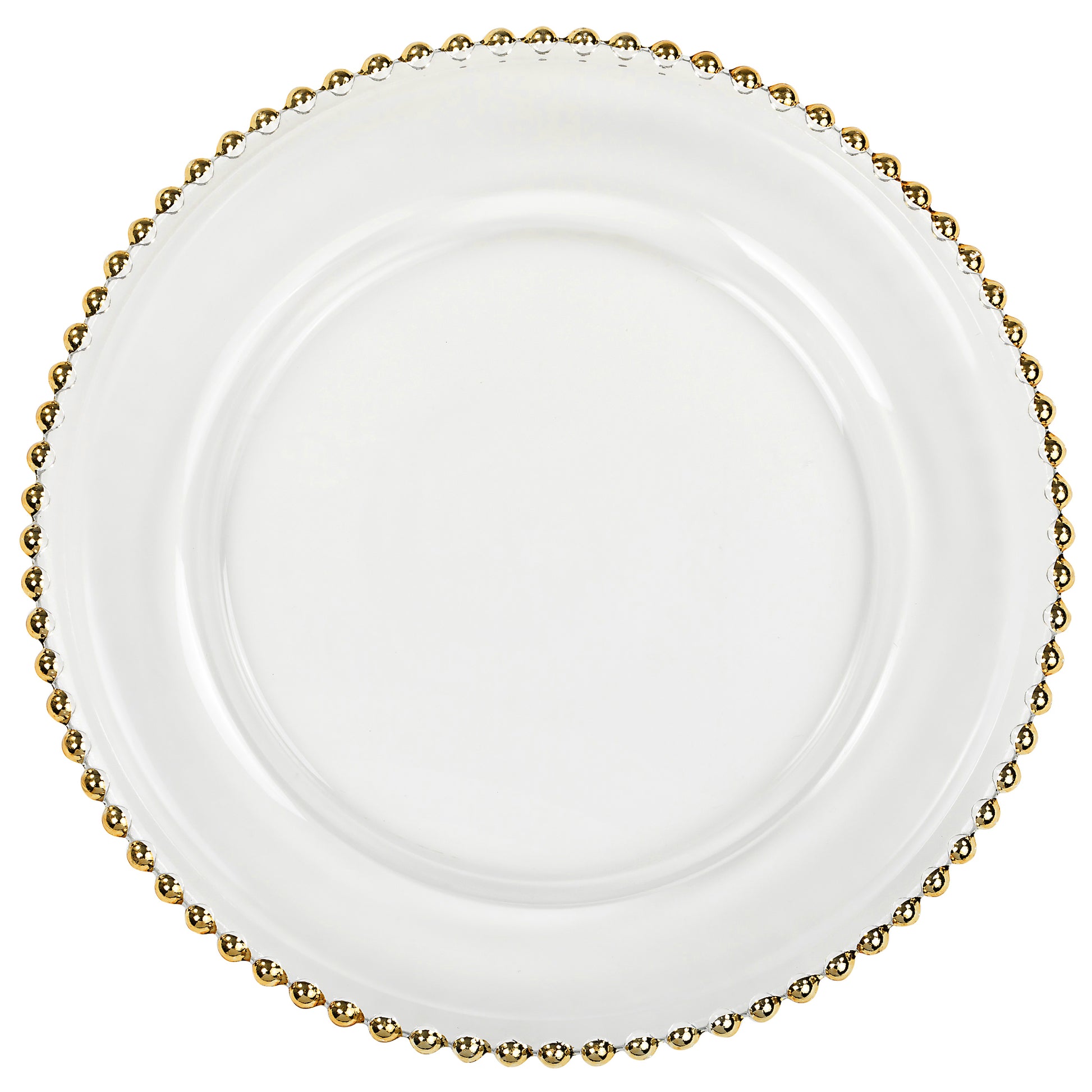 Beaded Glass Charger Plate - Gold trim - CV Linens