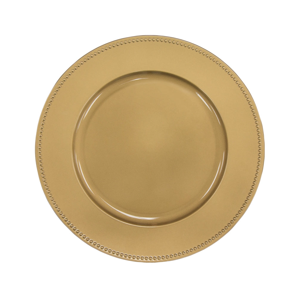 Beaded Round 13" Charger Plates - Gold - CV Linens