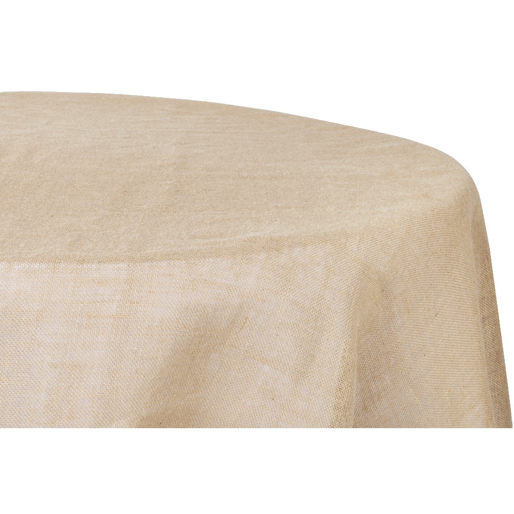 Burlap 120" Round Tablecloth - Natural Tan - CV Linens