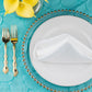 Petal Circle Taffeta 132" Round Tablecloth - Light Turquoise - CV Linens