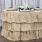Three Tier Ruffled Burlap Table Skirt 14 ft - Natural - CV Linens