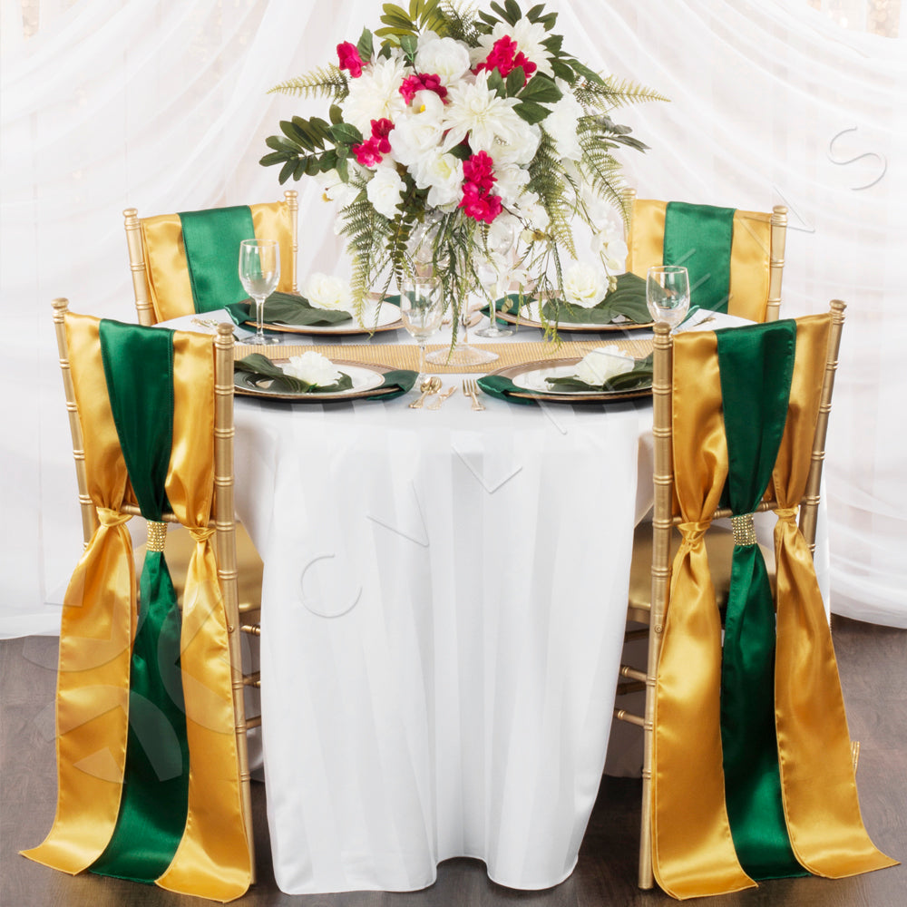 Standard Satin Chair Sash - Emerald Green - CV Linens