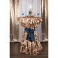 Petal Circle Taffeta Round 120" Tablecloth - Champagne - CV Linens