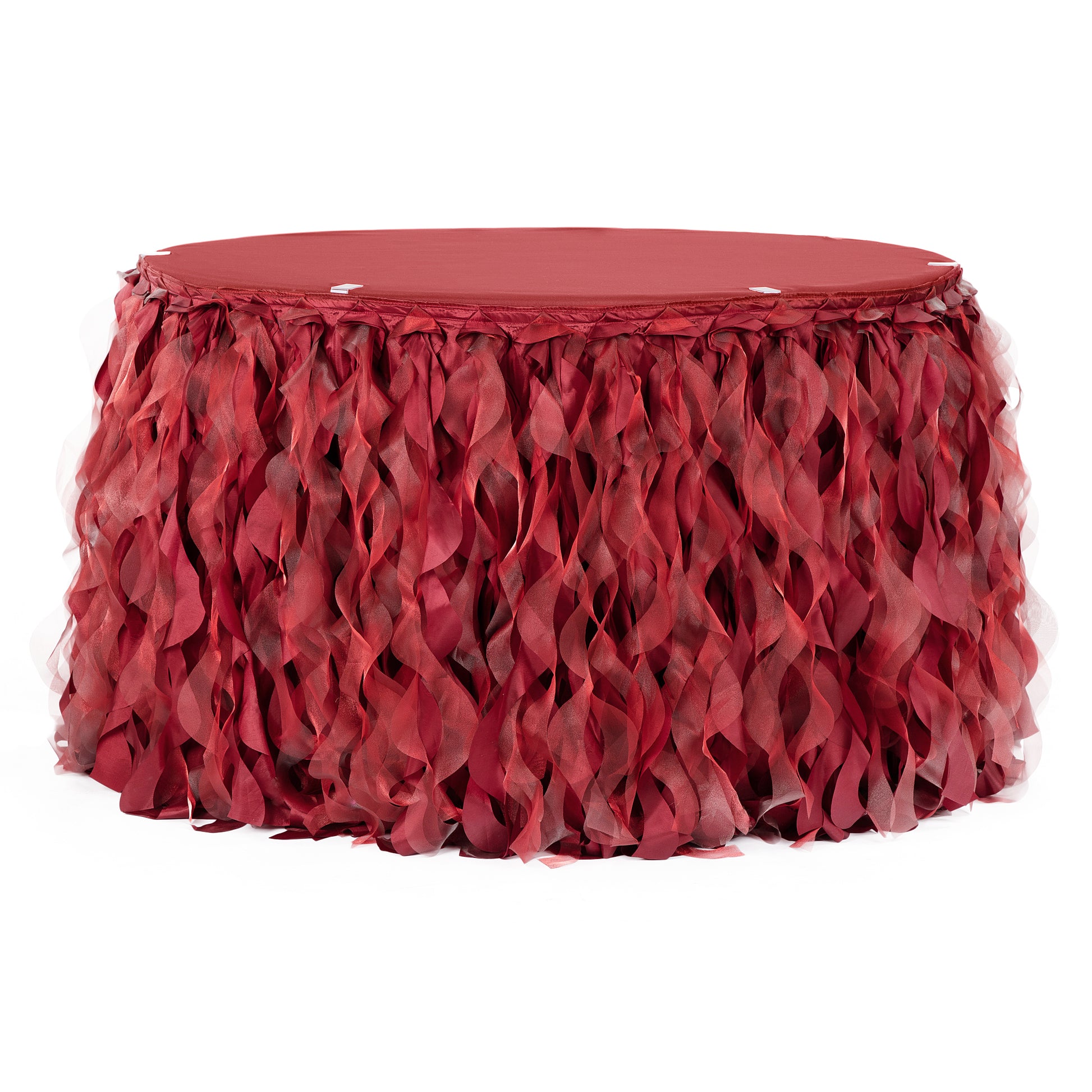 Curly Willow 14ft Table Skirt - Apple Red - CV Linens