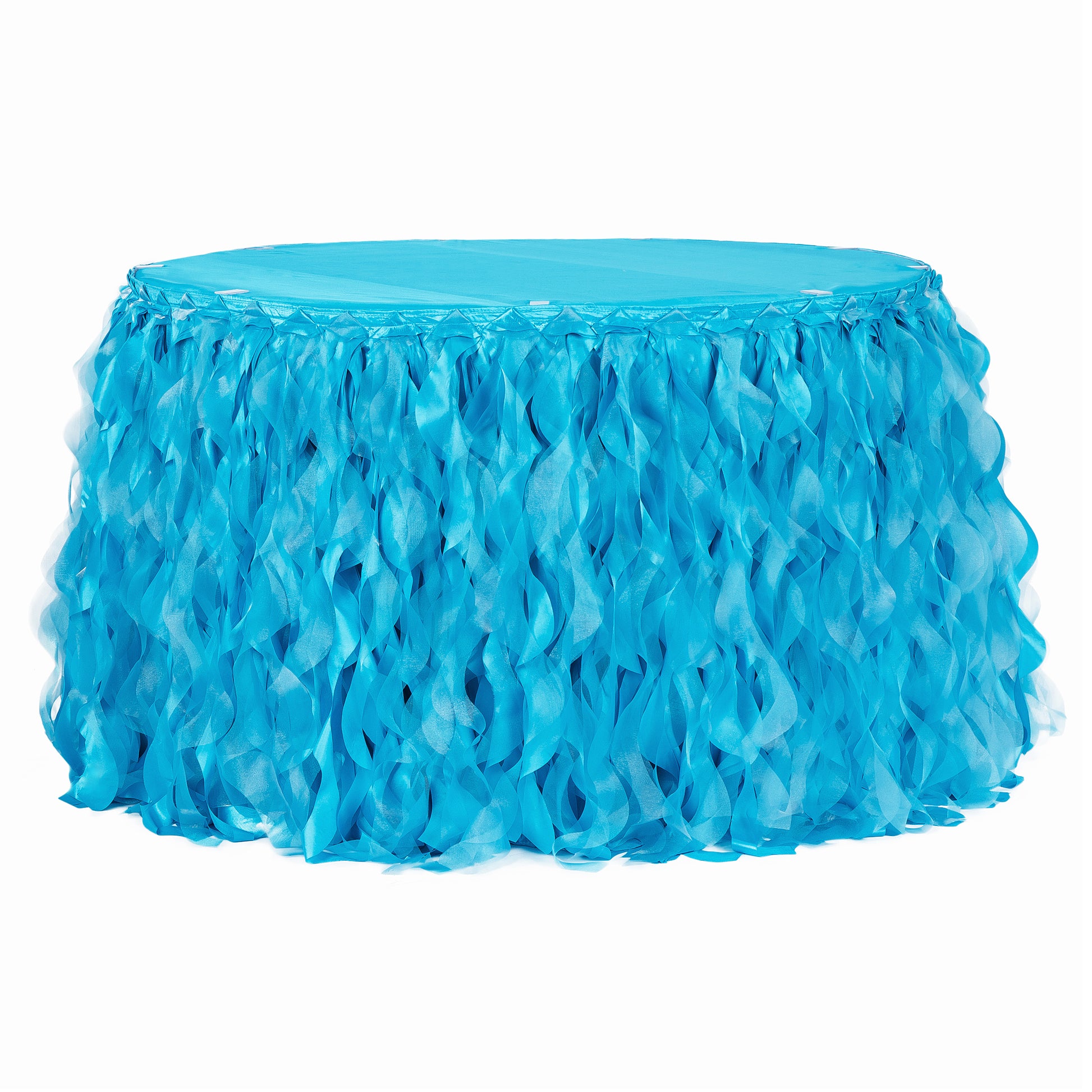 Curly Willow 14ft Table Skirt - Aqua Blue - CV Linens