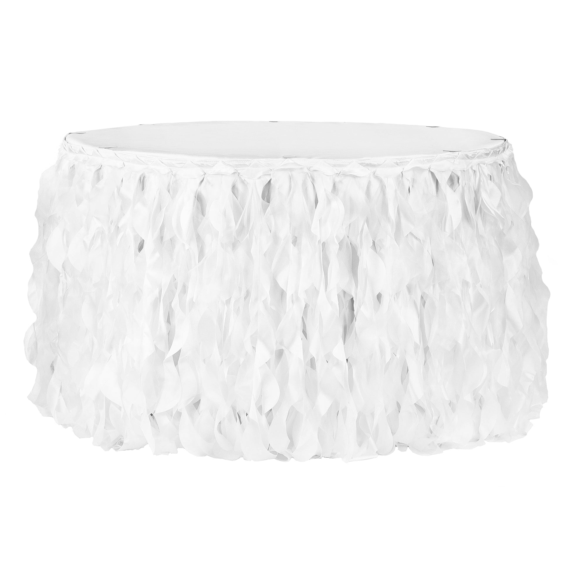Curly Willow 14ft Table Skirt - White - CV Linens