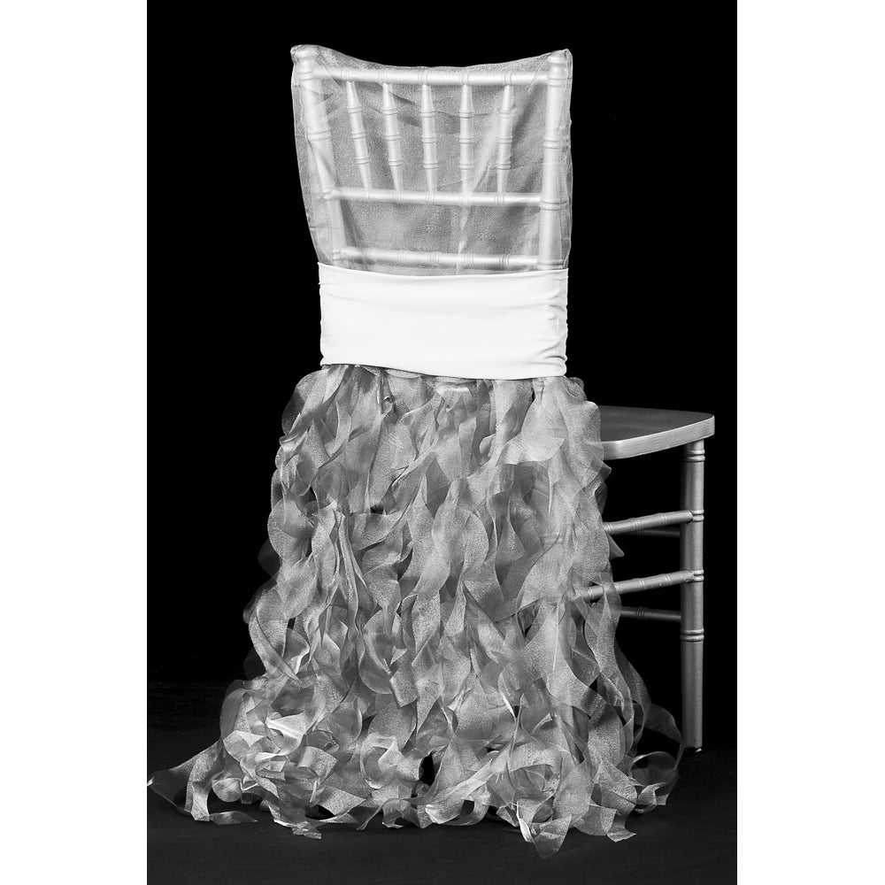 Curly Willow Chiavari Chair Back Slip Cover - Silver - CV Linens
