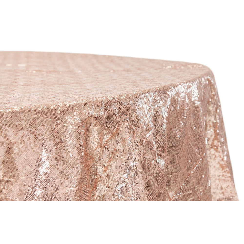 Diamond Glitz Sequins 132" Round Tablecloth - Blush/Rose Gold - CV Linens