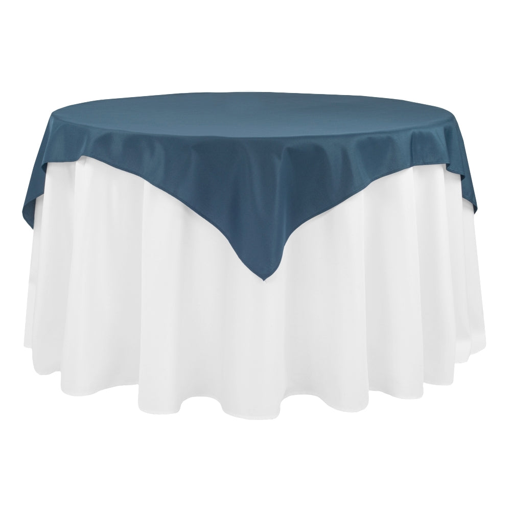 Economy Polyester Table Overlay Topper/Tablecloth 54"x54" Square - Navy Blue - CV Linens