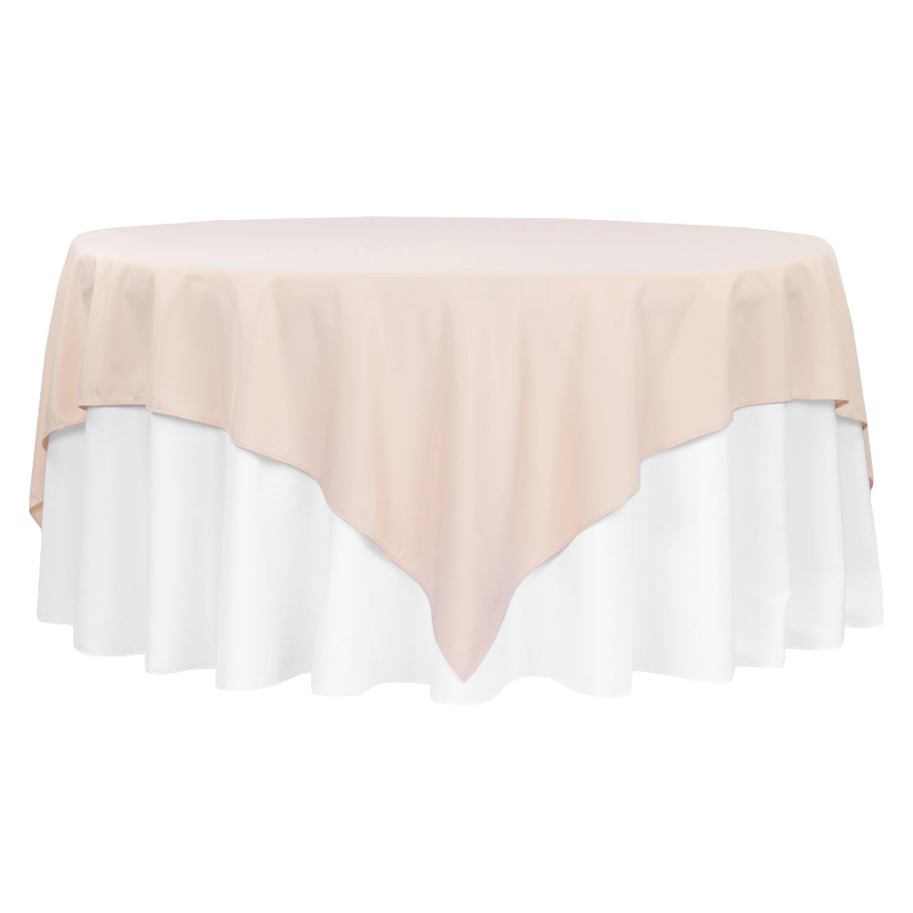 Economy Polyester Table Overlay Topper/Tablecloth 90"x90" Square - Blush/Rose Gold - CV Linens