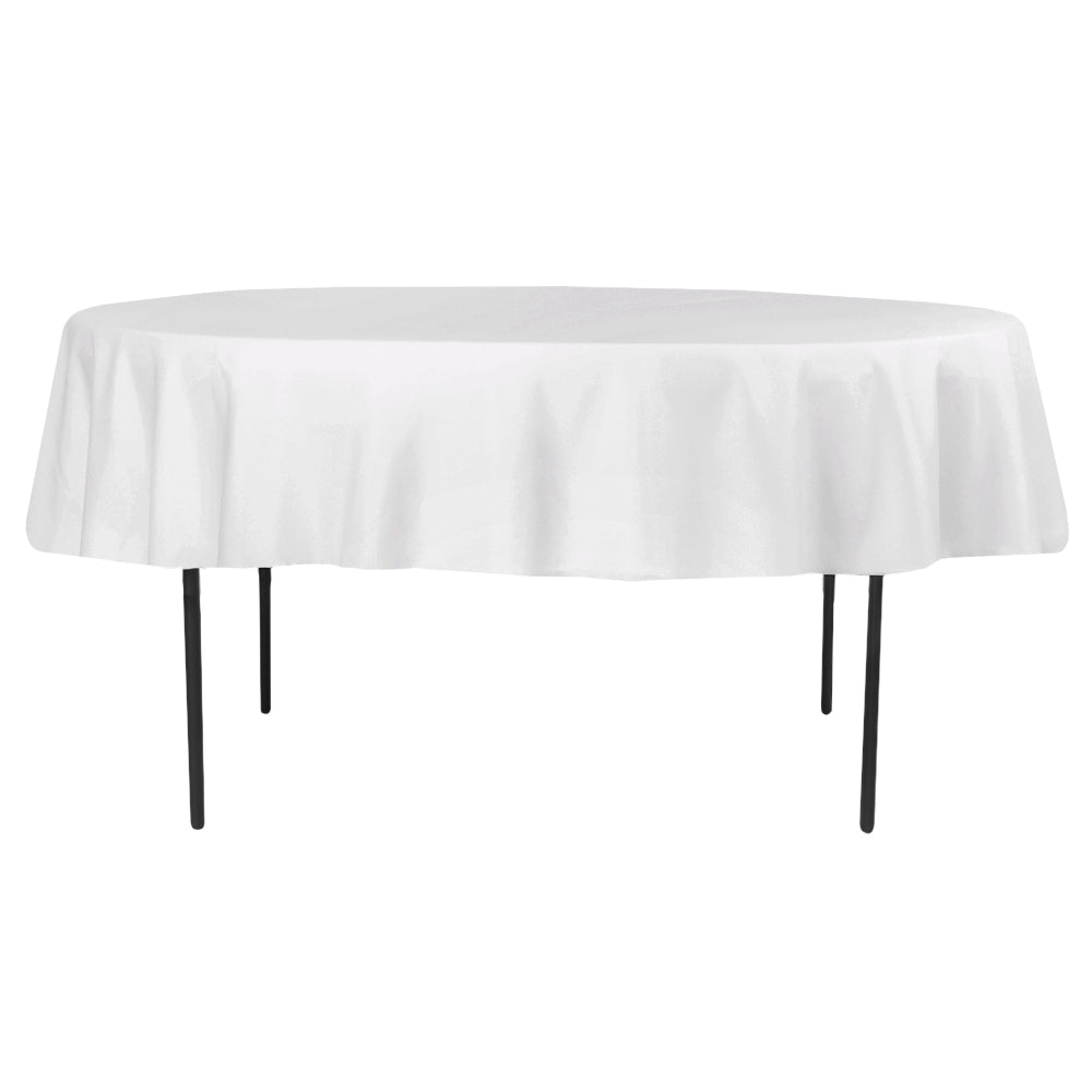 Economy Polyester Tablecloth 90" Round - White - CV Linens