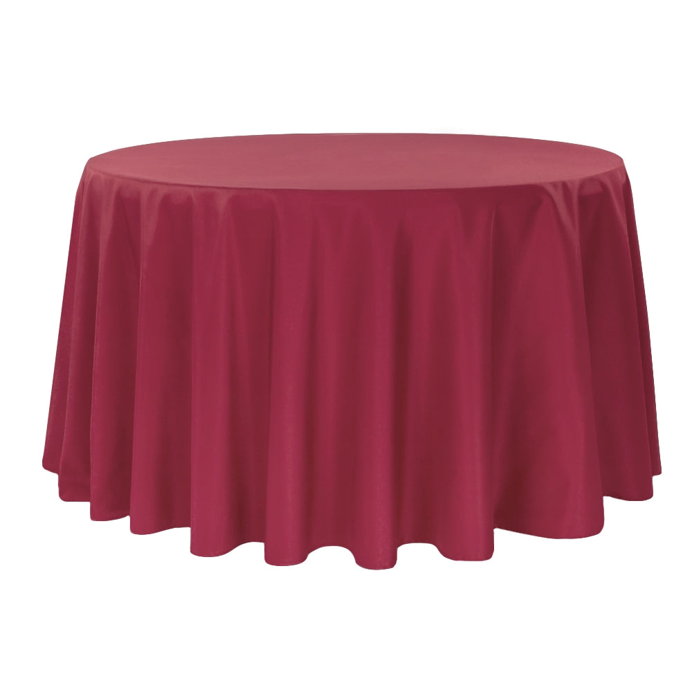 Economy Polyester Tablecloth 108" Round - Apple Red - CV Linens