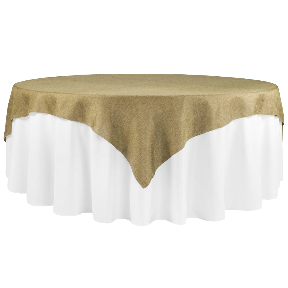 Faux Burlap Table Overlay Topper/Tablecloth 85"x85" Square - Natural Tan - CV Linens