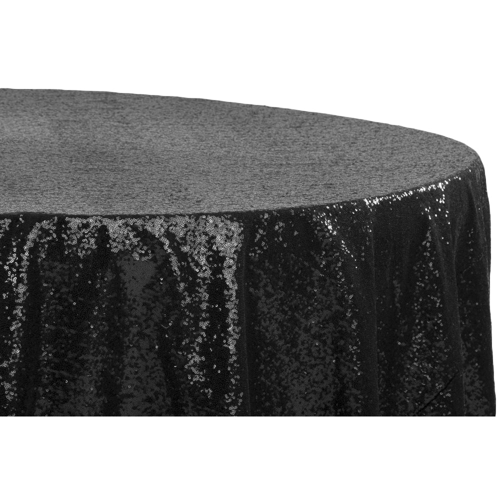 Glitz Sequins 108" Round Tablecloth - Black - CV Linens
