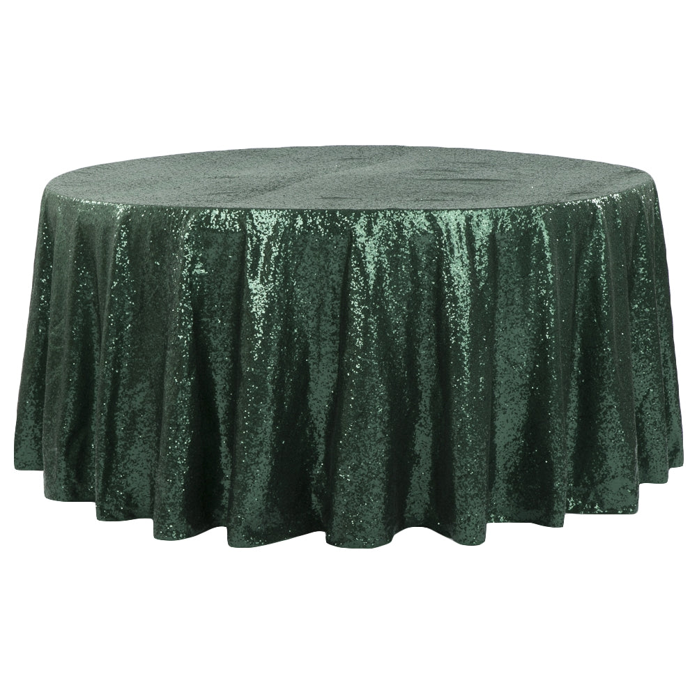 Glitz Sequins 108" Round Tablecloth - Emerald Green - CV Linens