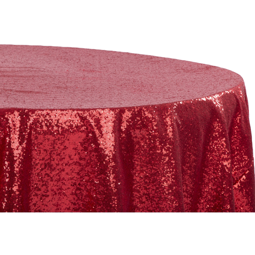 Glitz Sequins 120" Round Tablecloth - Red - CV Linens