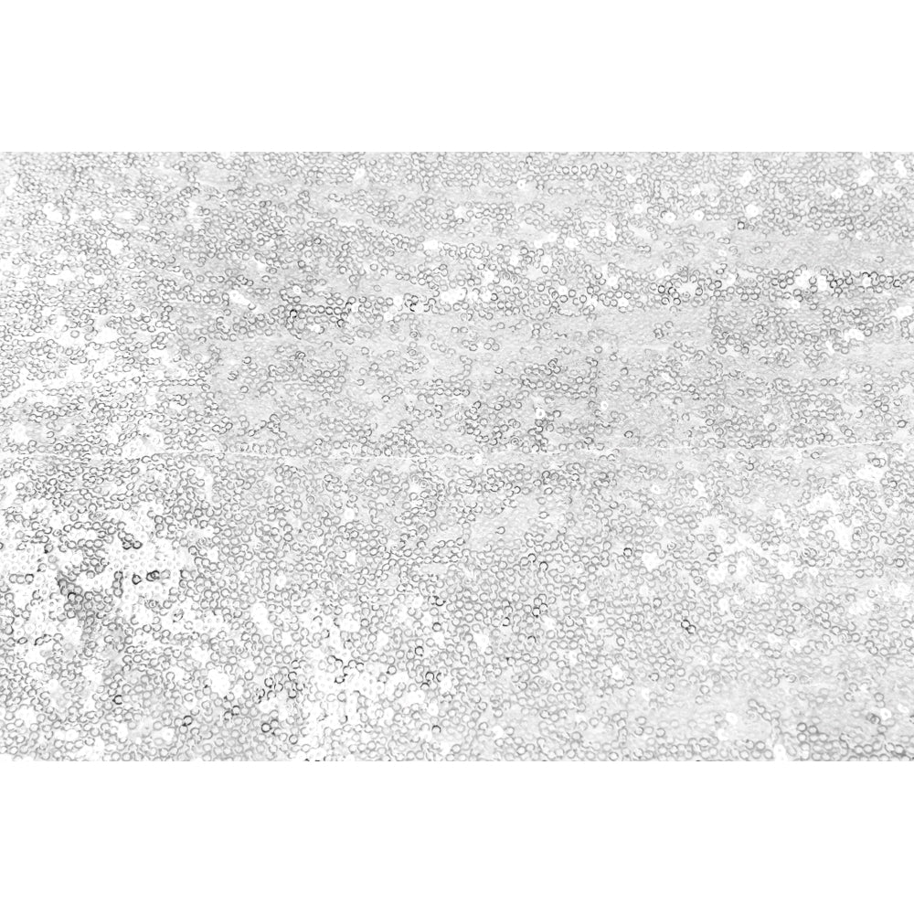 Glitz Sequin 10ft H x 52" W Drape/Backdrop panel - White - CV Linens