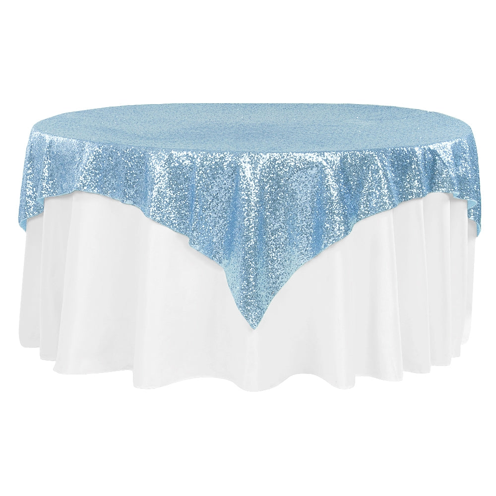 Glitz Sequin Table Overlay Topper 72x72 Square - Baby Blue– CV