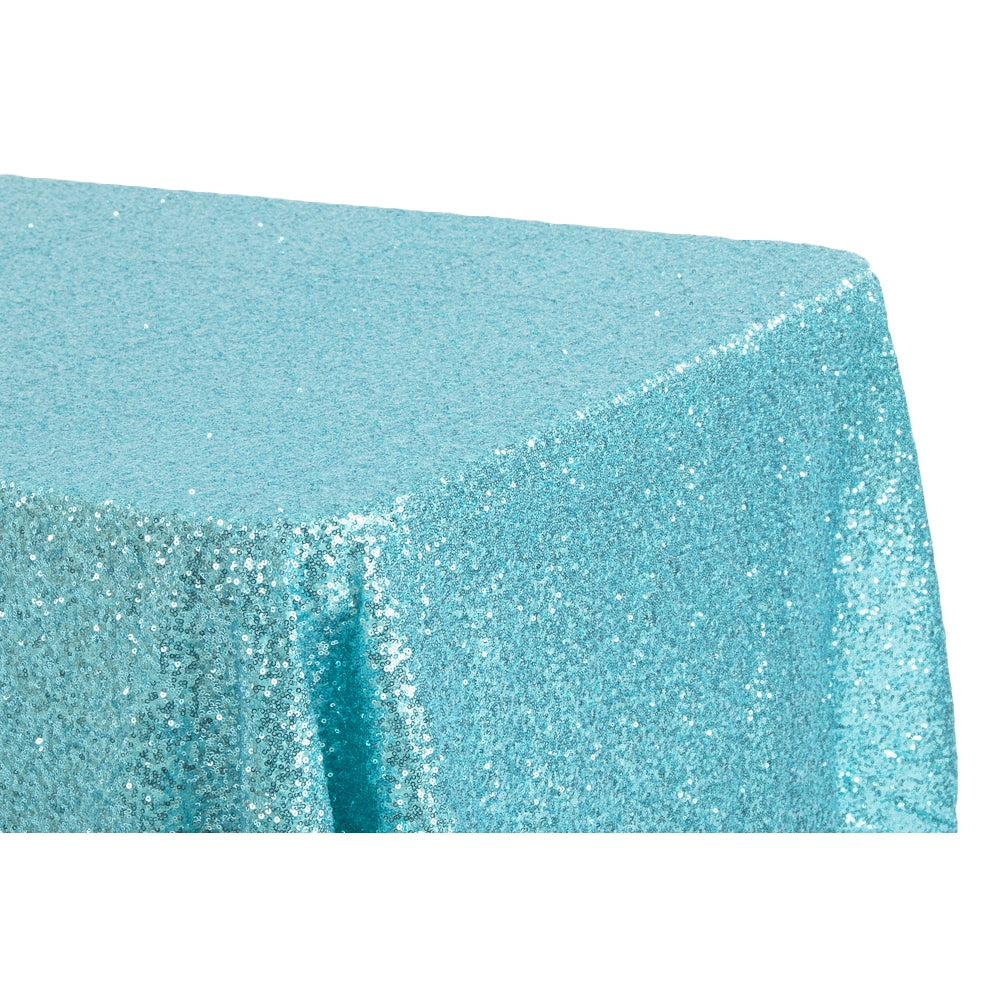 Glitz Sequin 90"x132" Rectangular Tablecloth - Turquoise - CV Linens