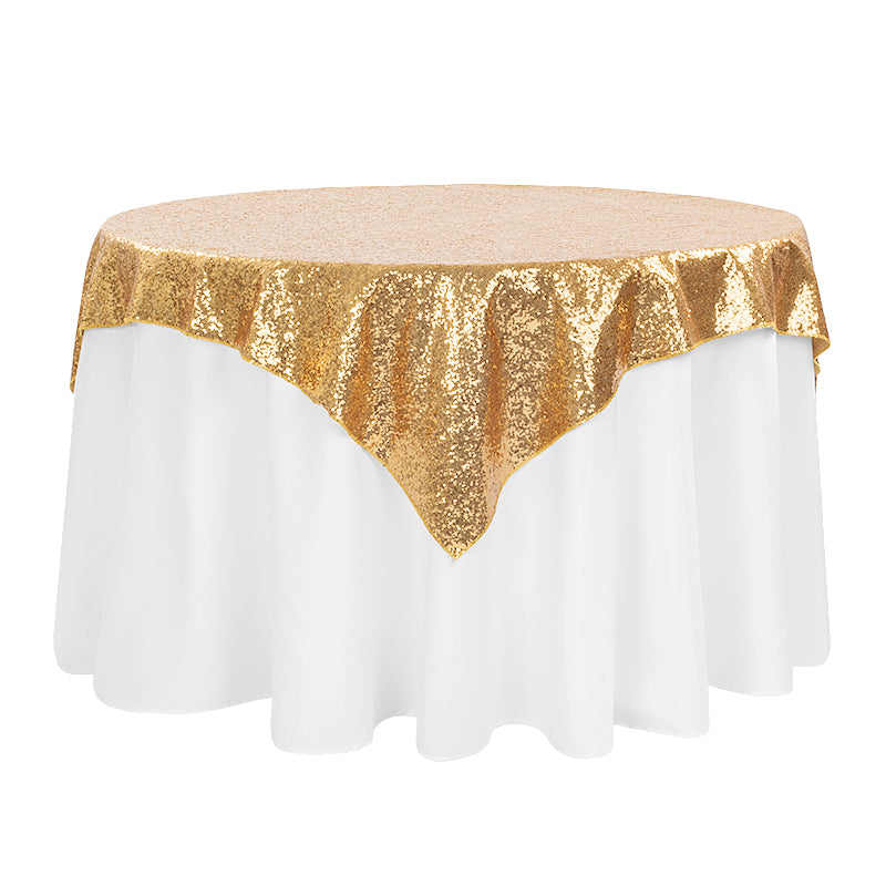 Glitz Sequin Tablecloth Overlay Topper 54"x54" Square - Gold - CV Linens