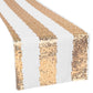 Stripe Glitz Sequin Table Runner - Gold & White - CV Linens