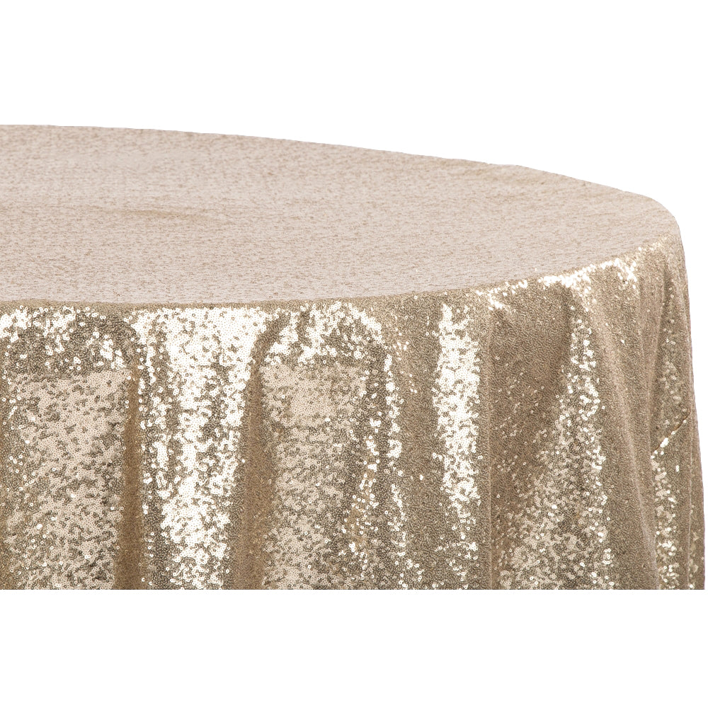 Glitz Sequins 132" Round Tablecloth - Champagne - CV Linens