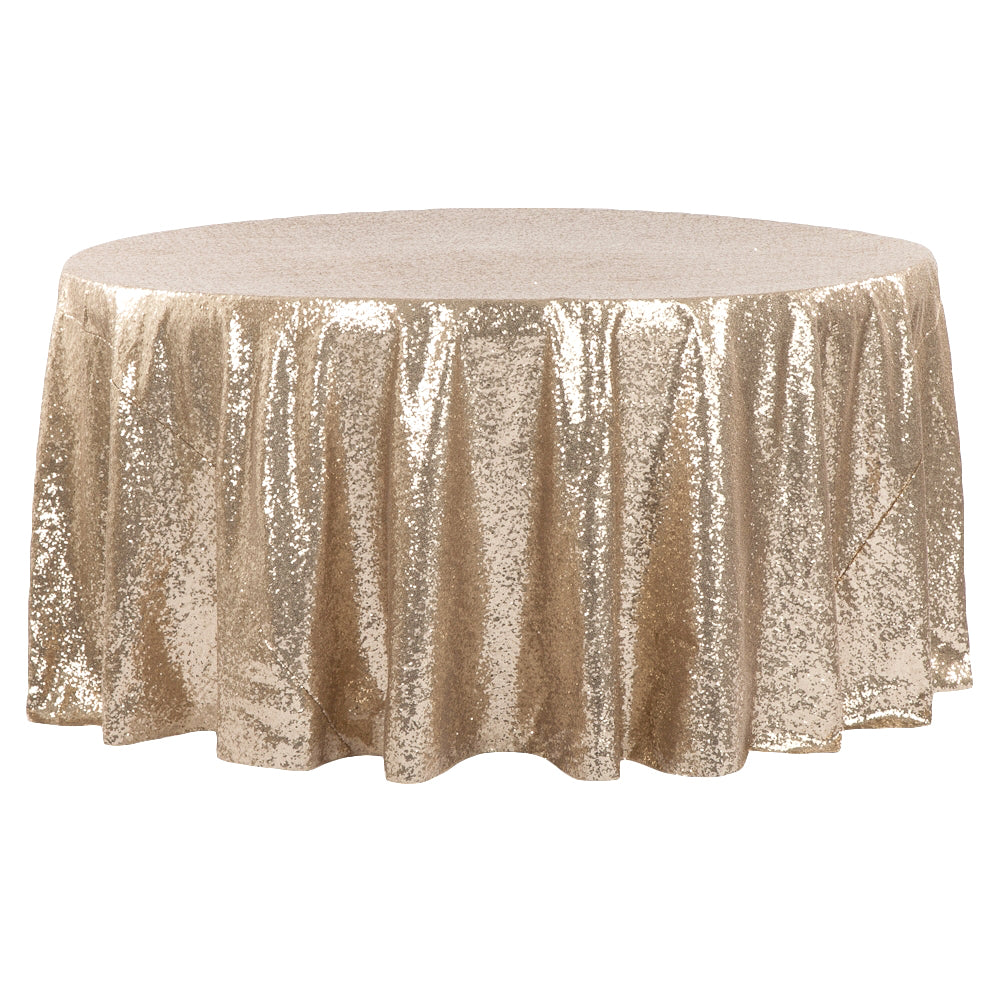 Glitz Sequins 132" Round Tablecloth - Champagne - CV Linens