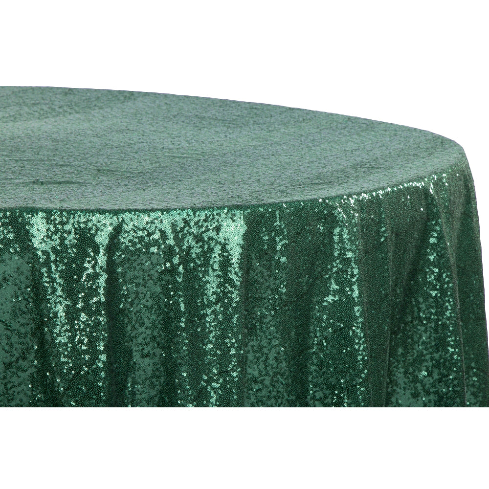 Glitz Sequins 120" Round Tablecloth - Emerald Green - CV Linens