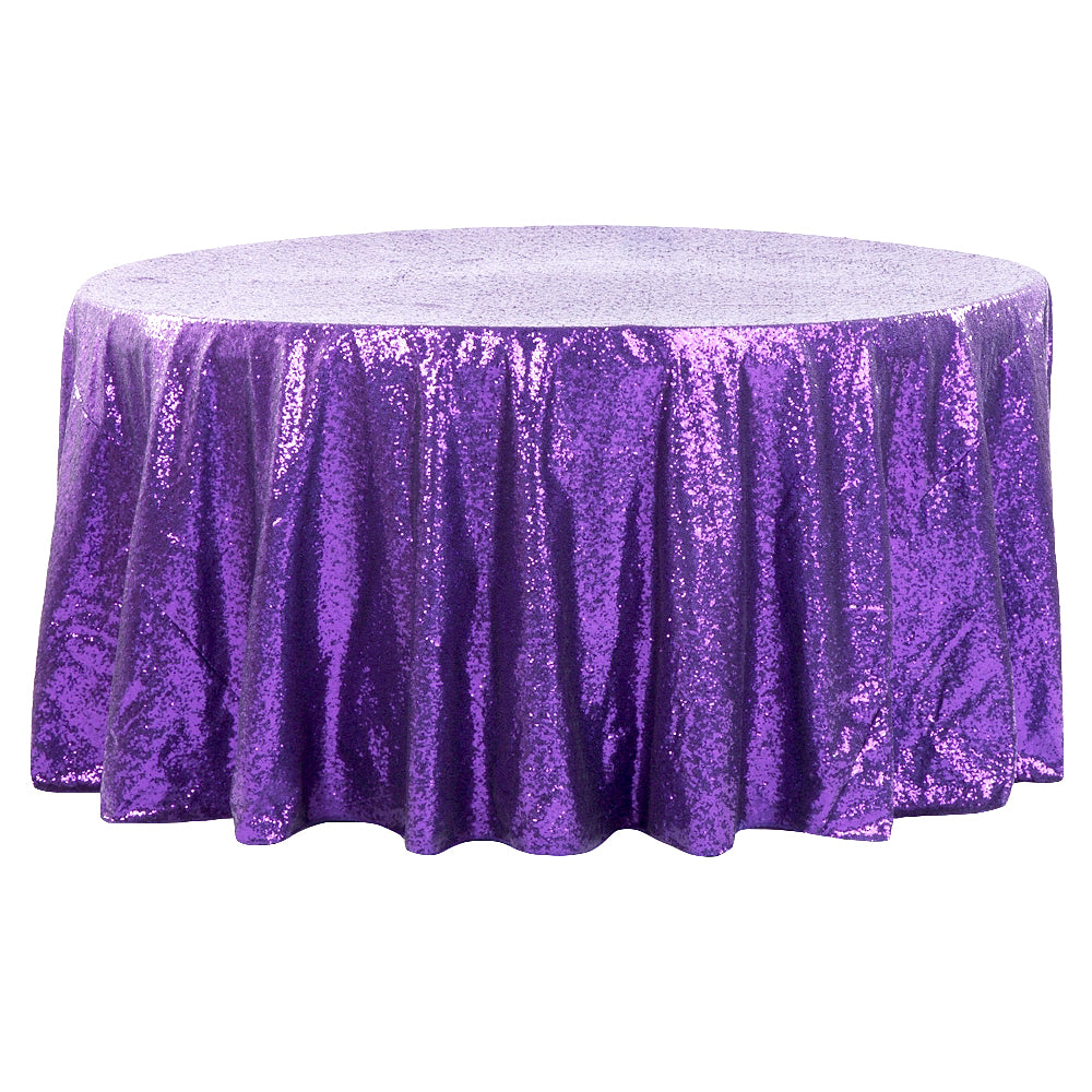 Glitz Sequins 120" Round Tablecloth - Purple - CV Linens