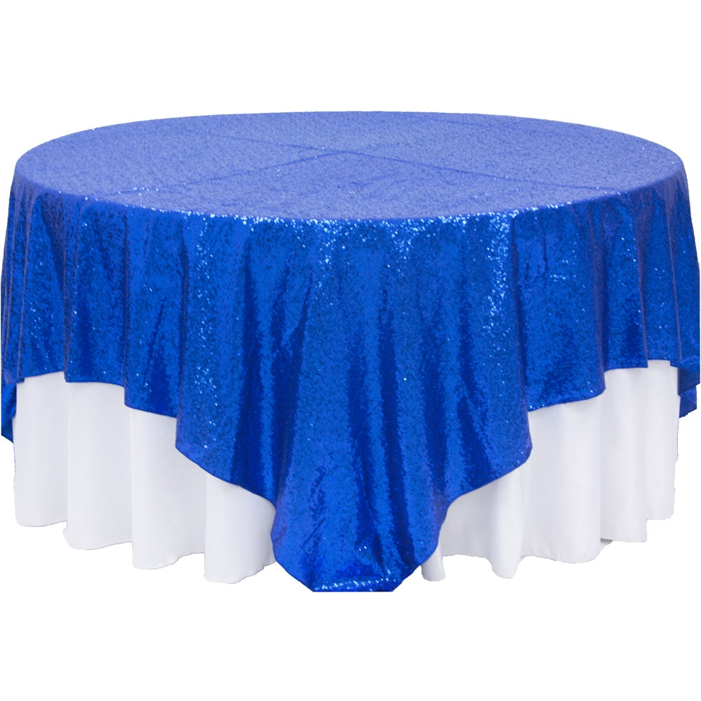 Glitz Sequin Table Overlay Topper 90"x90" Square - Royal Blue - CV Linens