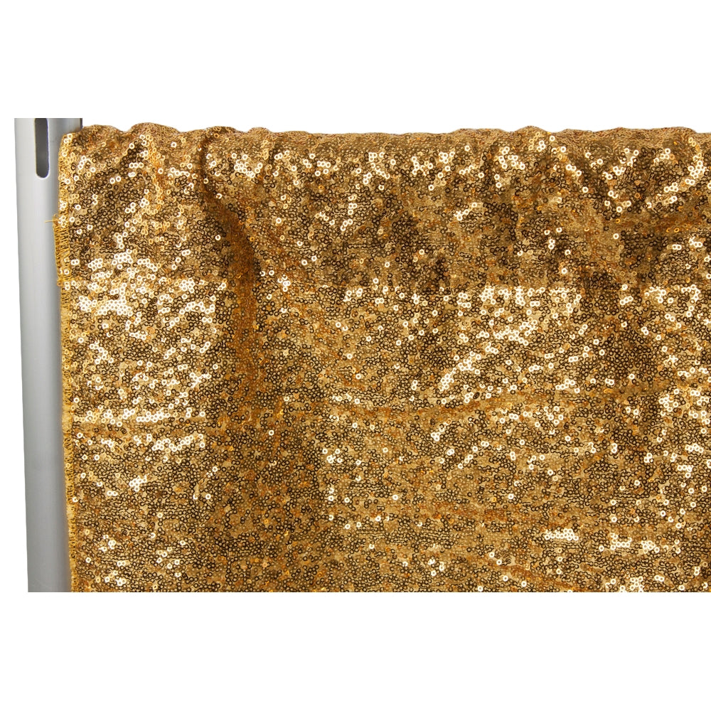 Glitz Sequin 12ft H x 112" W Drape/Backdrop panel - Gold - CV Linens