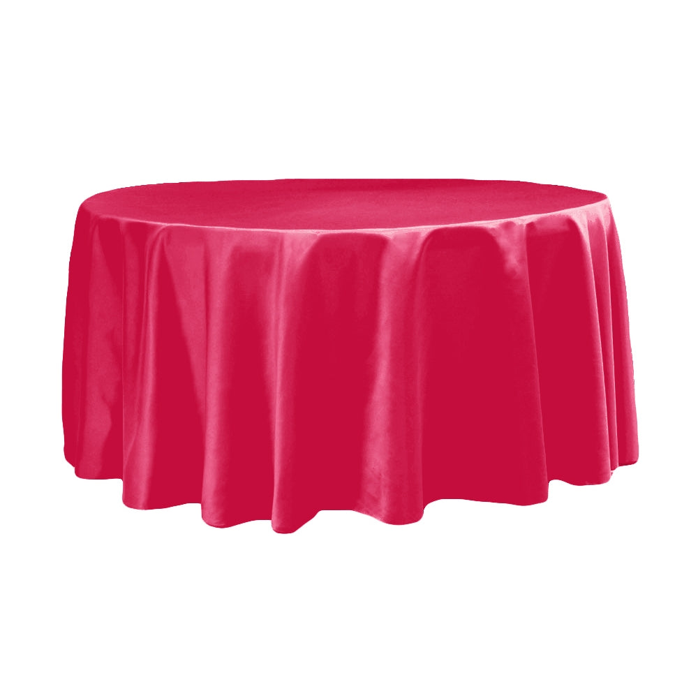 Lamour Satin 120" Round Tablecloth - Fuchsia - CV Linens