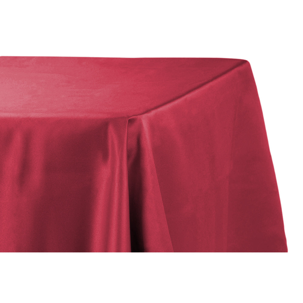 Lamour Satin 90"x156" Rectangular Oblong Tablecloth - Apple Red - CV Linens