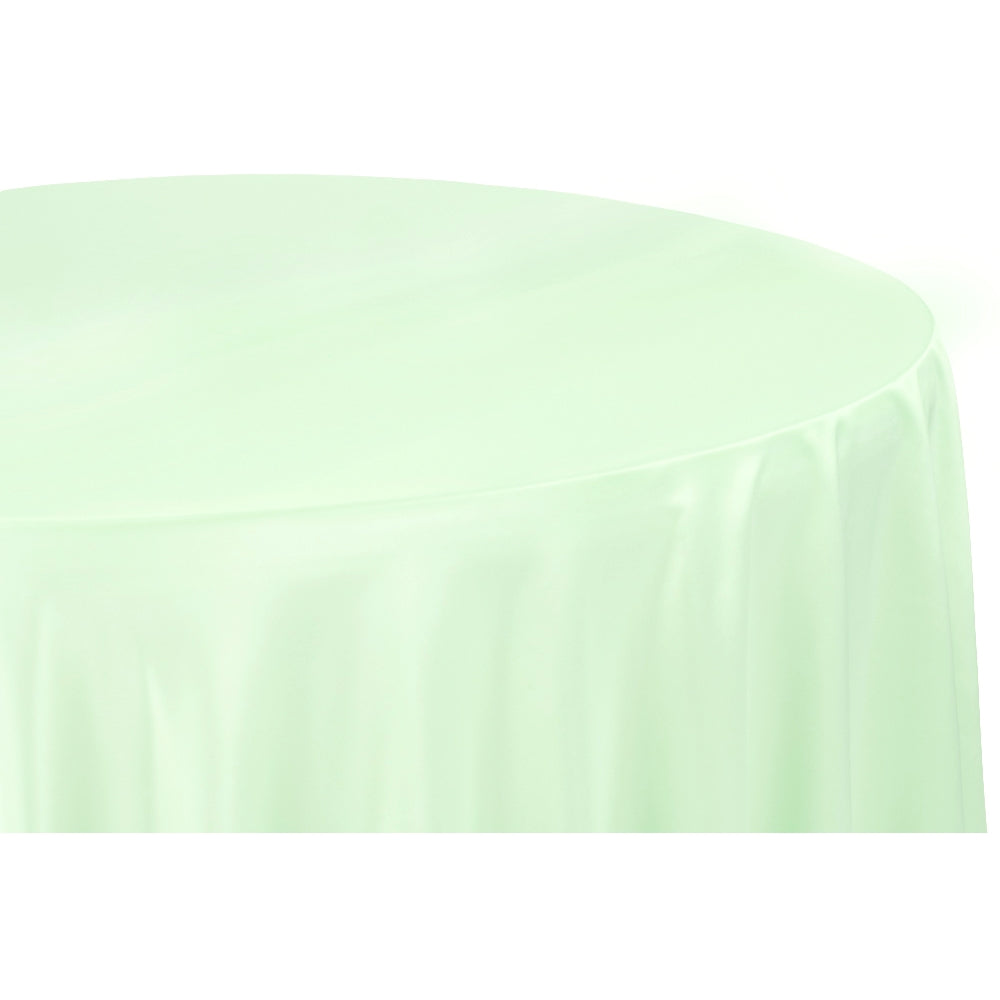 Lamour Satin 120" Round Tablecloth - Mint Green - CV Linens