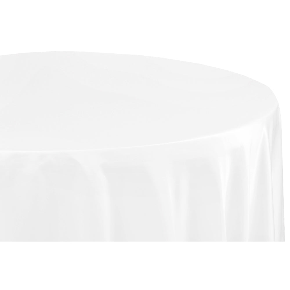 Round 108" Lamour Satin Tablecloth - White - CV Linens